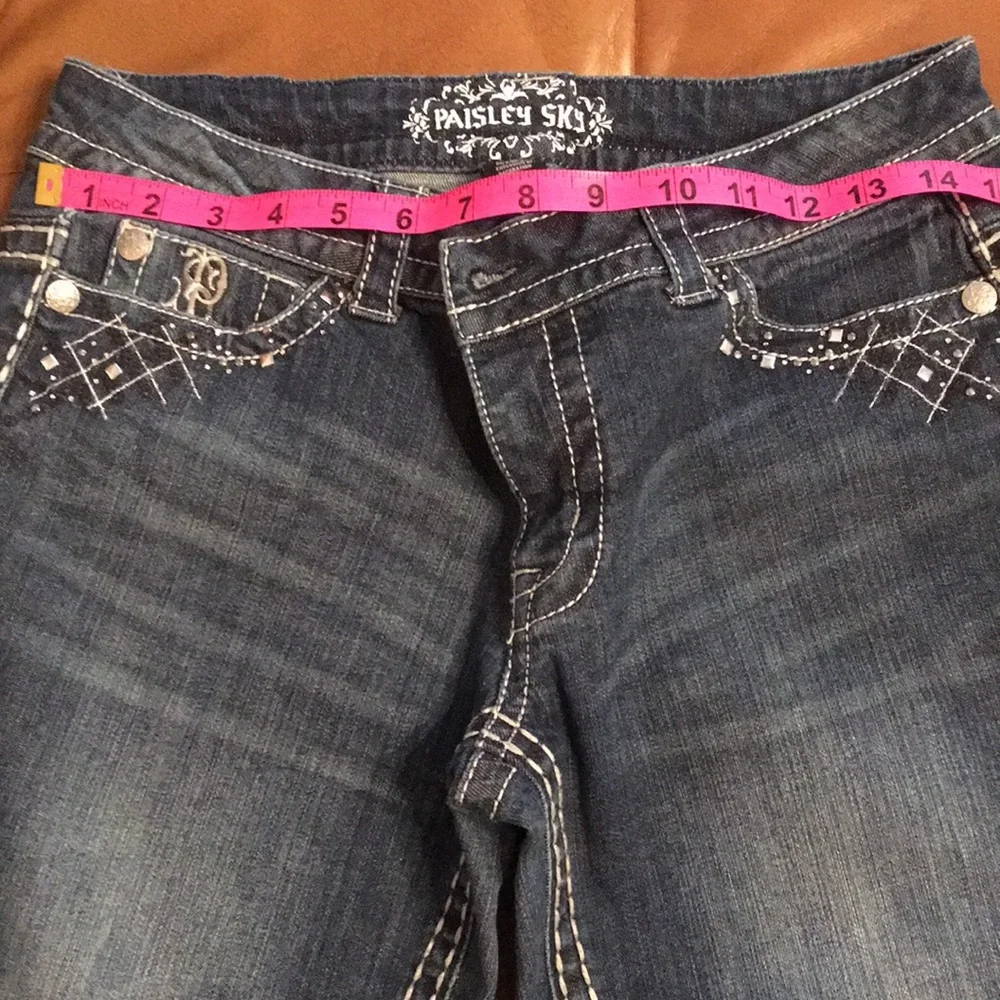 *** HOST PICK ** Paisley Sky dark blue denim jeans slim adult/junior girl size 8 - Picture 5 of 8